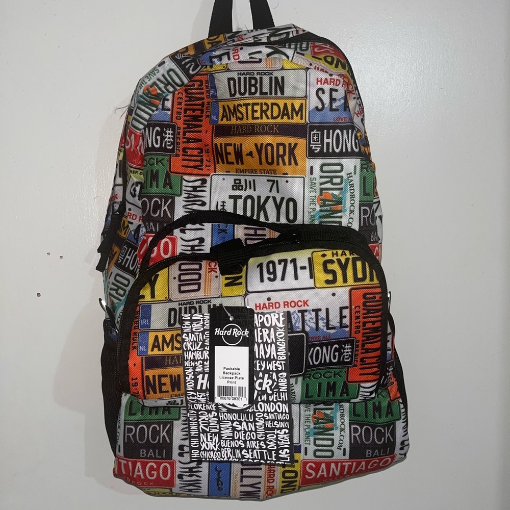 Hard Rock Cafe license plate backpack NWT
